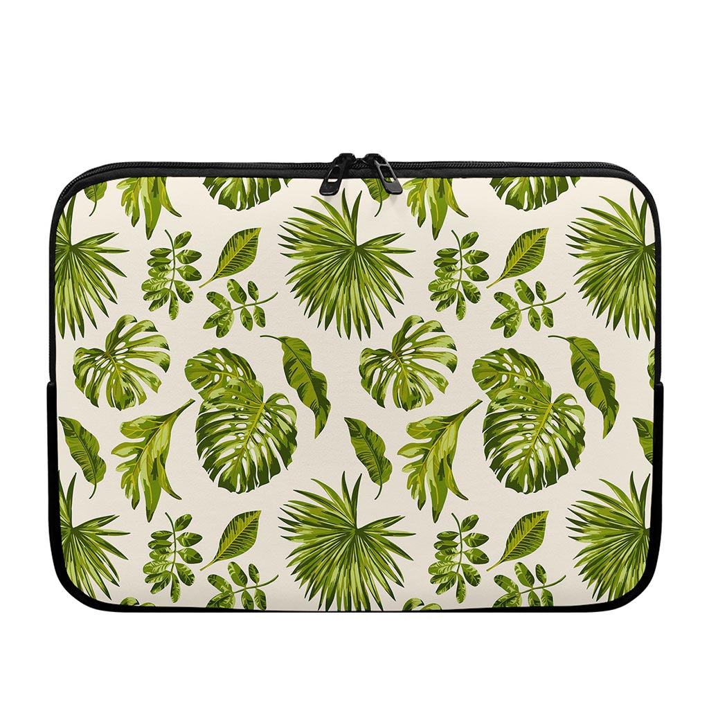 Light Tropical Leaf Pattern Print Laptop Sleeve