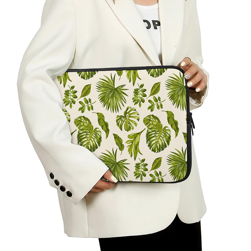 Light Tropical Leaf Pattern Print Laptop Sleeve