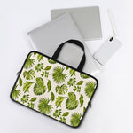 Light Tropical Leaf Pattern Print Laptop Sleeve With Handle