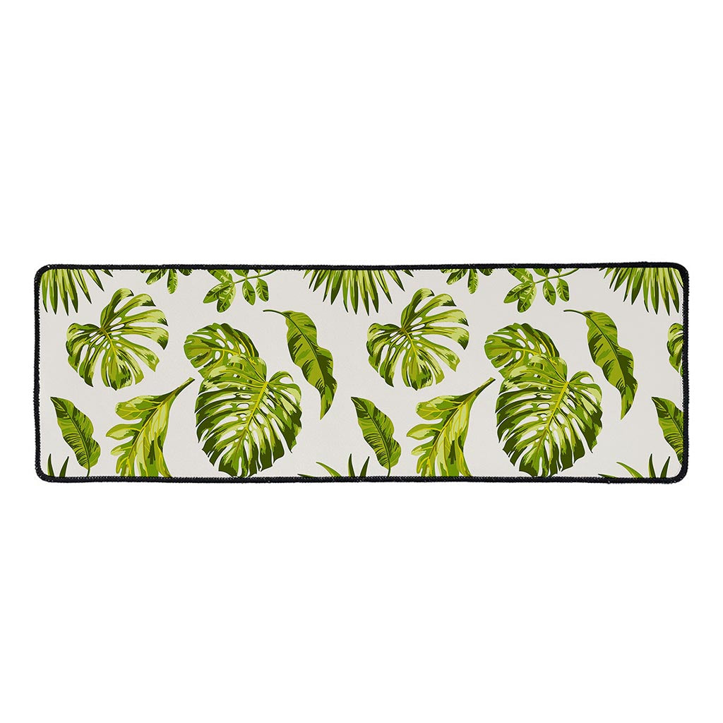 Light Tropical Leaf Pattern Print Long Kitchen Mat