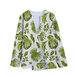 Light Tropical Leaf Pattern Print Long Sleeve Short Coat