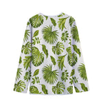 Light Tropical Leaf Pattern Print Long Sleeve Short Coat