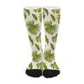 Light Tropical Leaf Pattern Print Long Socks