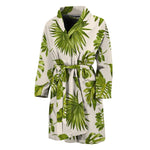 Light Tropical Leaf Pattern Print Men's Bathrobe