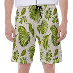 Light Tropical Leaf Pattern Print Men's Beach Shorts