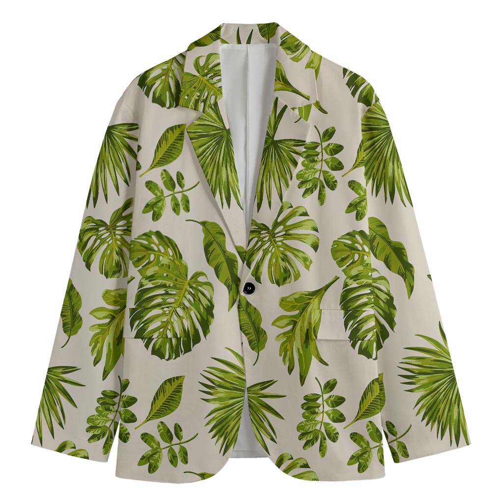 Light Tropical Leaf Pattern Print Men's Blazer