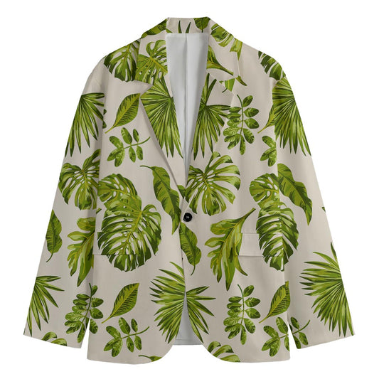 Light Tropical Leaf Pattern Print Men's Blazer