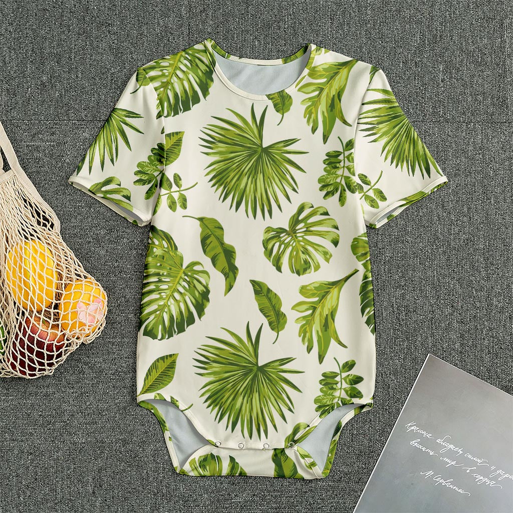 Light Tropical Leaf Pattern Print Men's Bodysuit