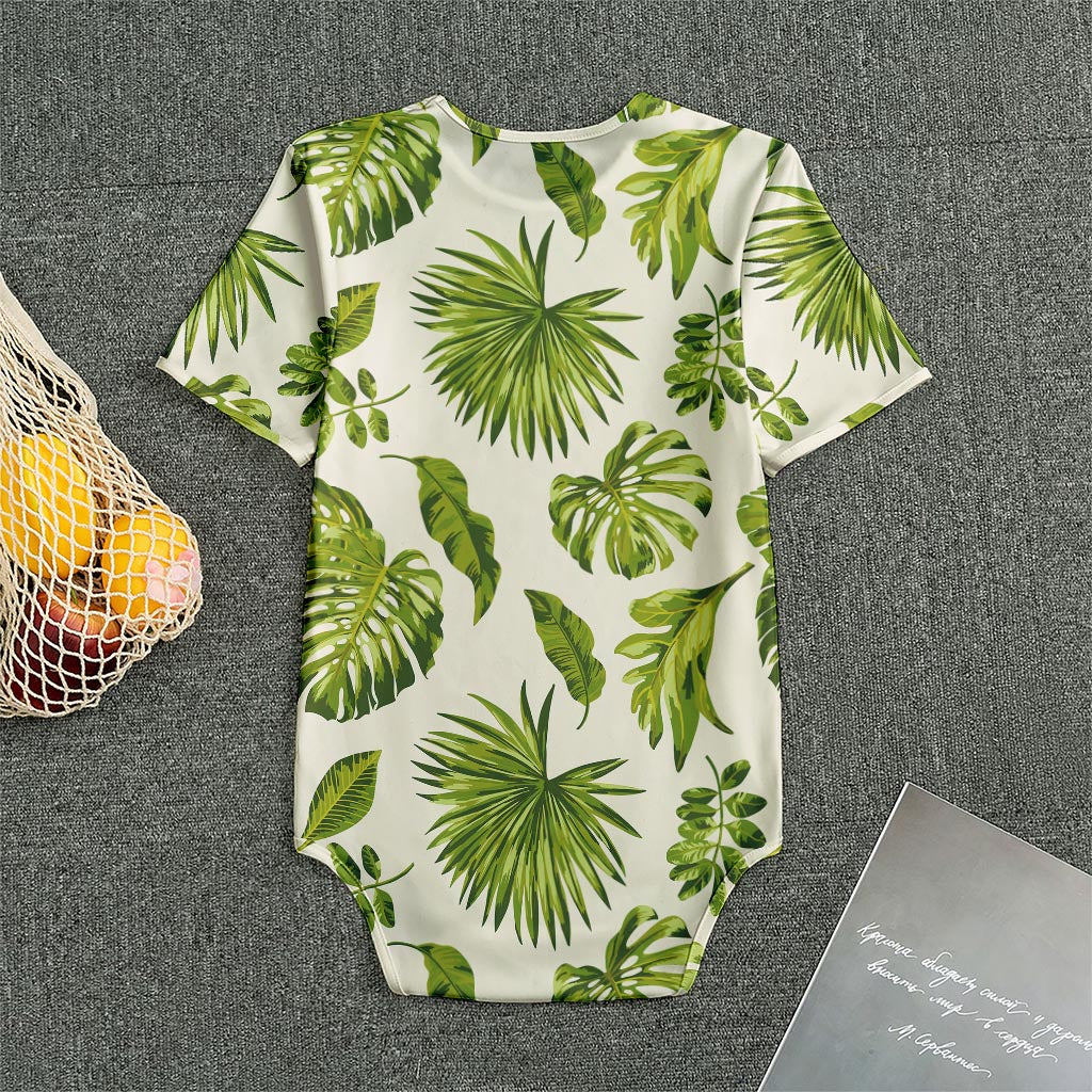 Light Tropical Leaf Pattern Print Men's Bodysuit