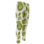Light Tropical Leaf Pattern Print Men's Compression Pants