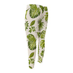 Light Tropical Leaf Pattern Print Men's Compression Pants