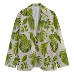 Light Tropical Leaf Pattern Print Men's Cotton Blazer