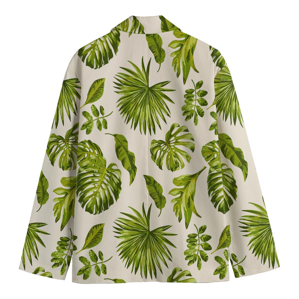 Light Tropical Leaf Pattern Print Men's Cotton Blazer