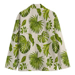 Light Tropical Leaf Pattern Print Men's Cotton Blazer