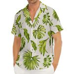 Light Tropical Leaf Pattern Print Men's Deep V-Neck Shirt