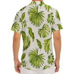 Light Tropical Leaf Pattern Print Men's Deep V-Neck Shirt