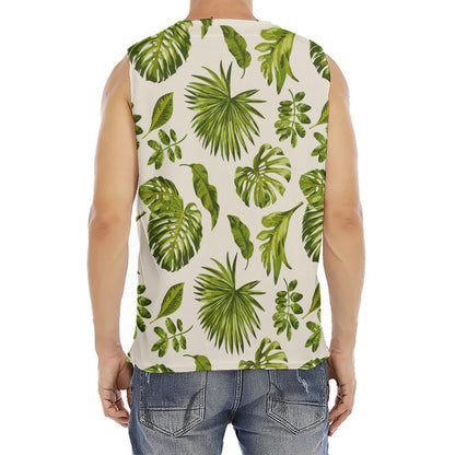 Light Tropical Leaf Pattern Print Men's Fitness Tank Top