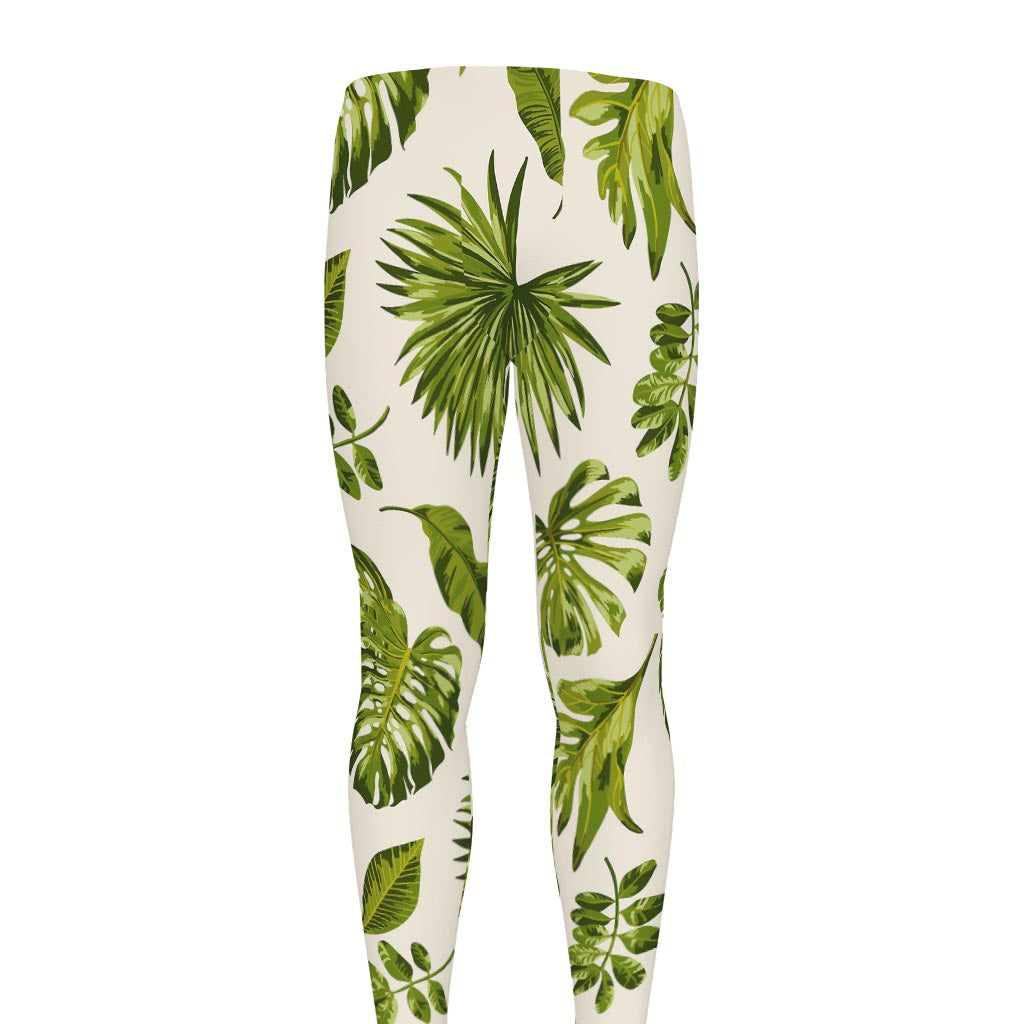 Light Tropical Leaf Pattern Print Men's leggings