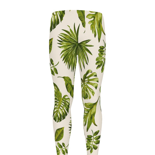 Light Tropical Leaf Pattern Print Men's leggings