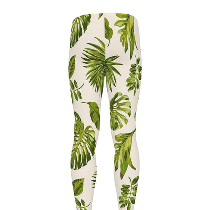 Light Tropical Leaf Pattern Print Men's leggings