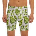 Light Tropical Leaf Pattern Print Men's Long Boxer Briefs