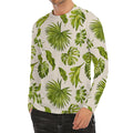 Light Tropical Leaf Pattern Print Men's Long Sleeve Rash Guard