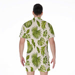 Light Tropical Leaf Pattern Print Men's Rompers