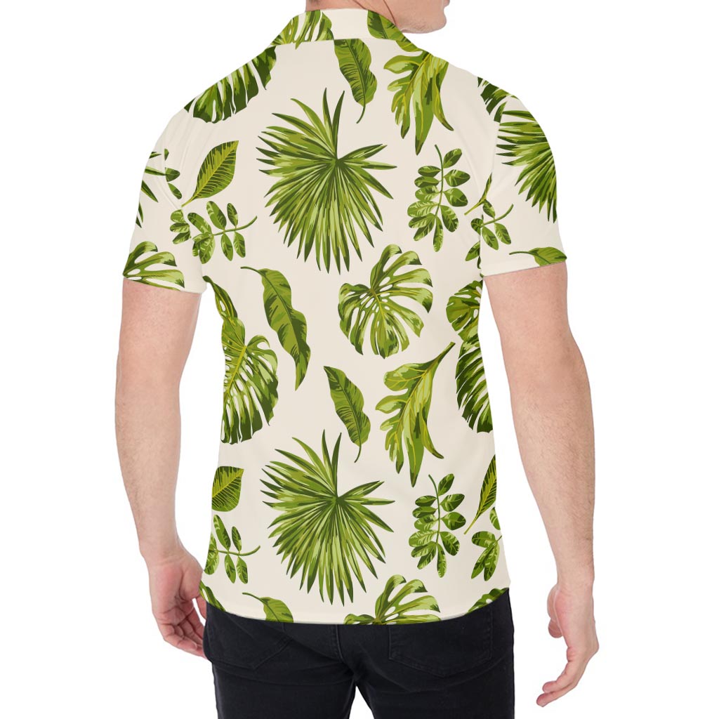 Light Tropical Leaf Pattern Print Men's Shirt