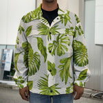 Light Tropical Leaf Pattern Print Men's Shirt Jacket