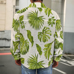 Light Tropical Leaf Pattern Print Men's Shirt Jacket
