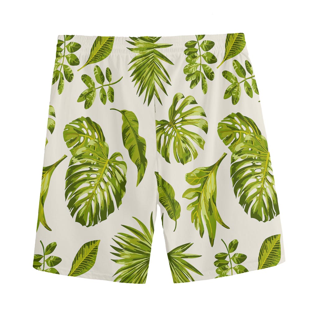 Light Tropical Leaf Pattern Print Men's Sports Shorts