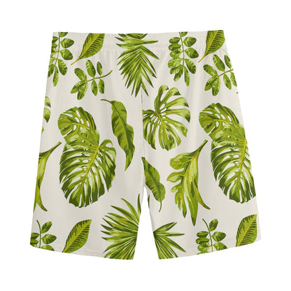 Light Tropical Leaf Pattern Print Men's Sports Shorts
