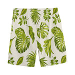Light Tropical Leaf Pattern Print Men's Sports Shorts