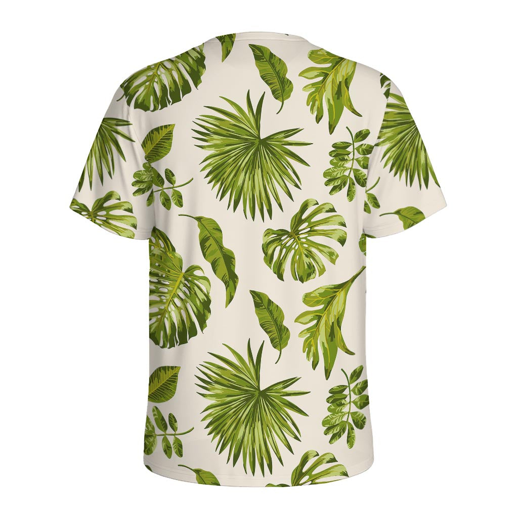 Light Tropical Leaf Pattern Print Men's Sports T-Shirt