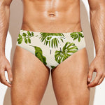 Light Tropical Leaf Pattern Print Men's Swim Briefs