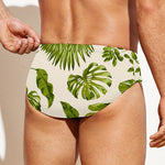 Light Tropical Leaf Pattern Print Men's Swim Briefs