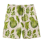 Light Tropical Leaf Pattern Print Men's Swim Trunks