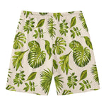 Light Tropical Leaf Pattern Print Men's Swim Trunks