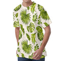 Light Tropical Leaf Pattern Print Men's Velvet T-Shirt