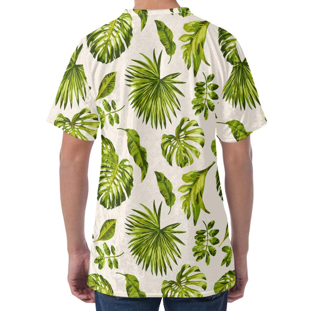 Light Tropical Leaf Pattern Print Men's Velvet T-Shirt