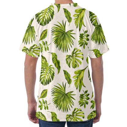 Light Tropical Leaf Pattern Print Men's Velvet T-Shirt