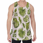 Light Tropical Leaf Pattern Print Men's Velvet Tank Top