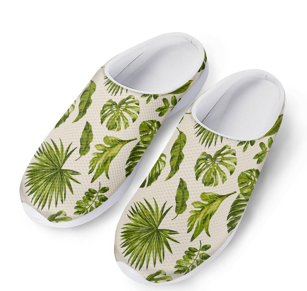 Light Tropical Leaf Pattern Print Mesh Casual Shoes