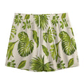 Light Tropical Leaf Pattern Print Mesh Shorts