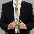 Light Tropical Leaf Pattern Print Necktie