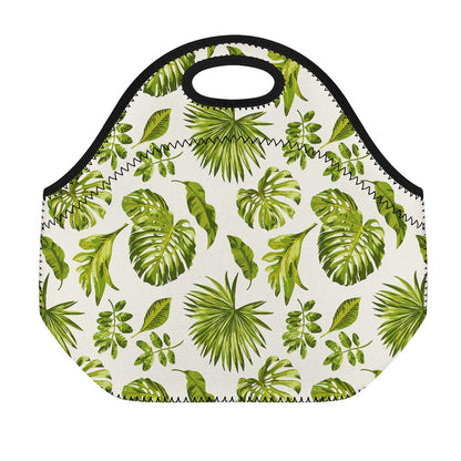 Light Tropical Leaf Pattern Print Neoprene Lunch Bag