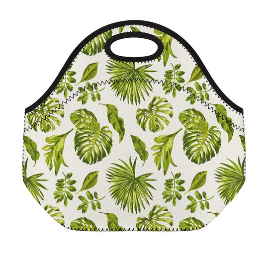 Light Tropical Leaf Pattern Print Neoprene Lunch Bag