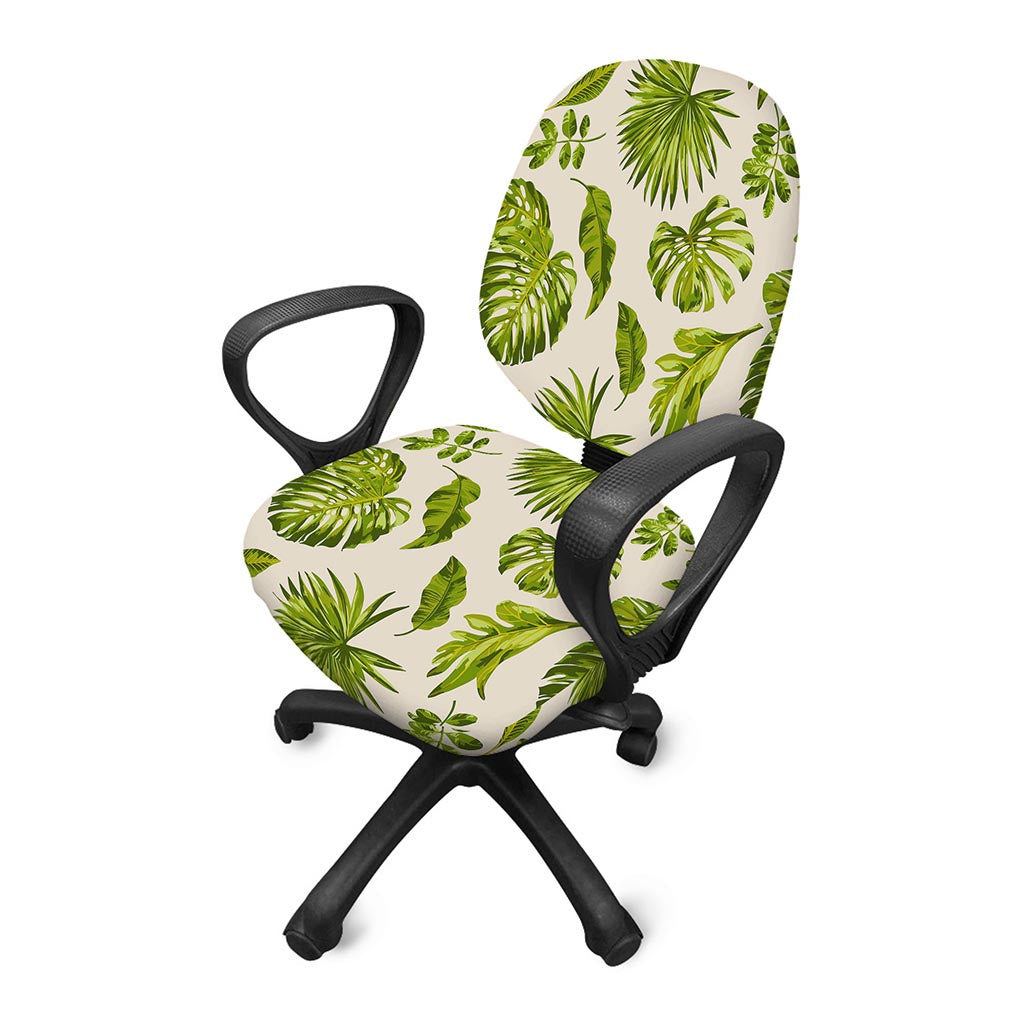 Light Tropical Leaf Pattern Print Office Chair Cover