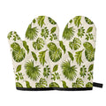 Light Tropical Leaf Pattern Print Oven Mitts