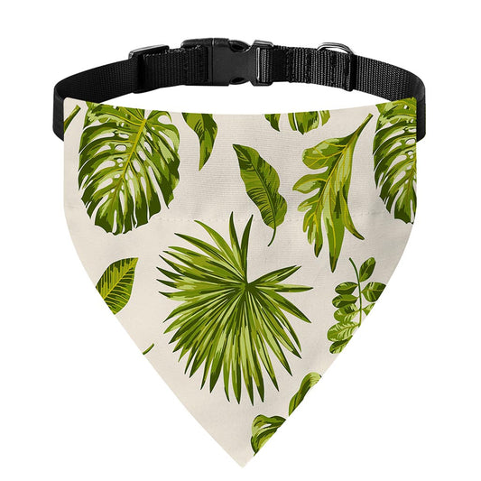 Light Tropical Leaf Pattern Print Over The Collar Dog Bandana